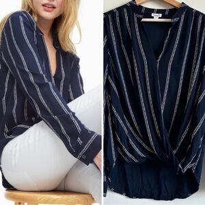 Splendid Navy and White Striped Blouse